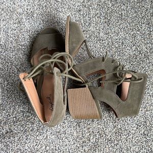 Olive Green Lace Up Heel